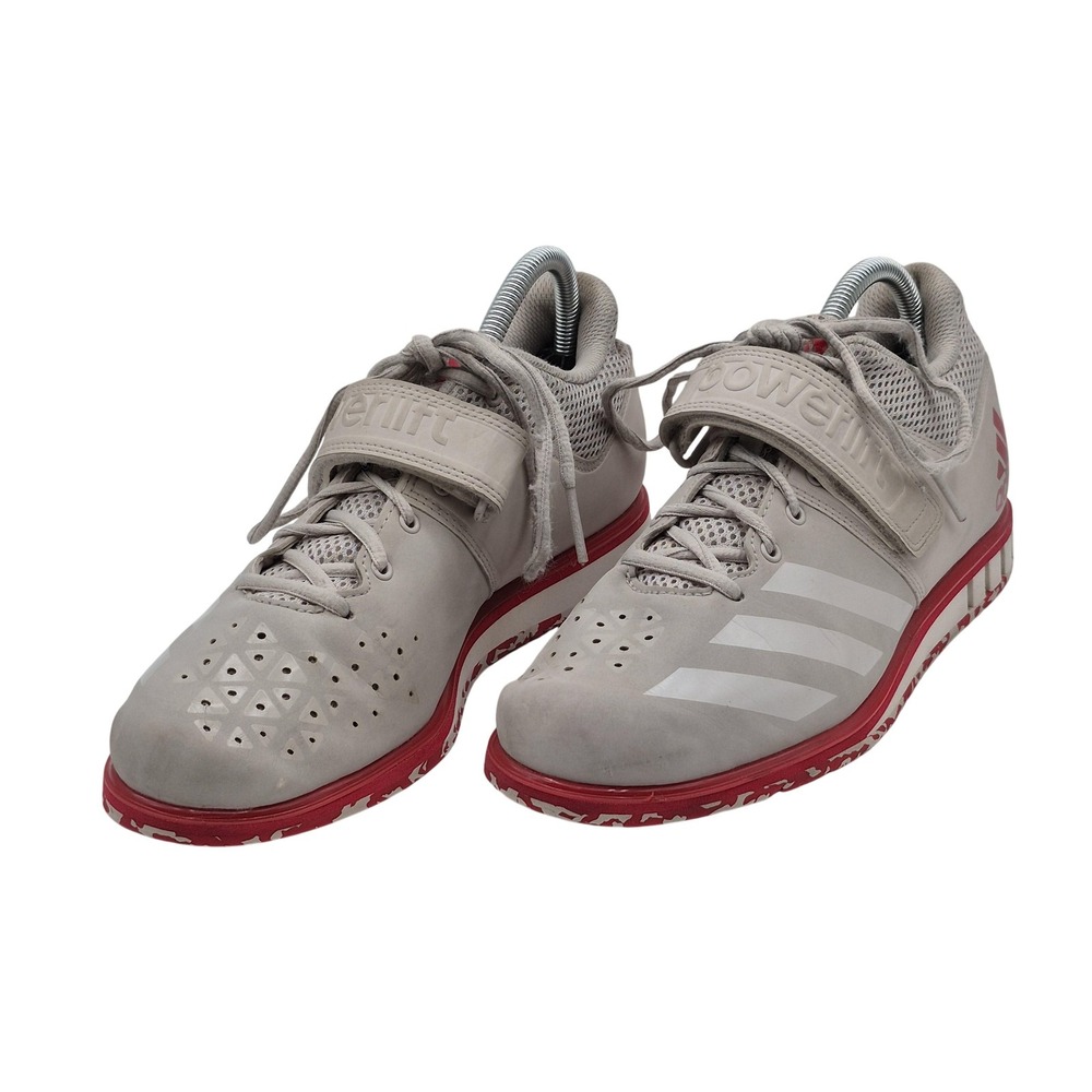 Adidas Powerlift Shoes Mens Size 8 Red Gray Weightlifting Trainers CQ1773 - EUC
